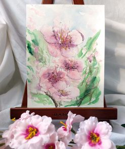 La branche de cerisier – AQUARELLE ORIGINALE