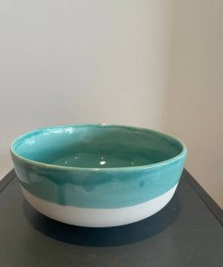 Bol porcelaine blanc et bleu canard