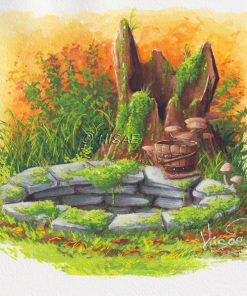 Alternative view of Le puits caché- GOUACHE ORIGINALE