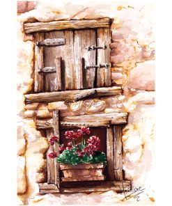 Les volets aux géraniums – AFFICHE A4