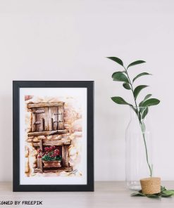 Alternative view of Les volets aux géraniums – AFFICHE A4